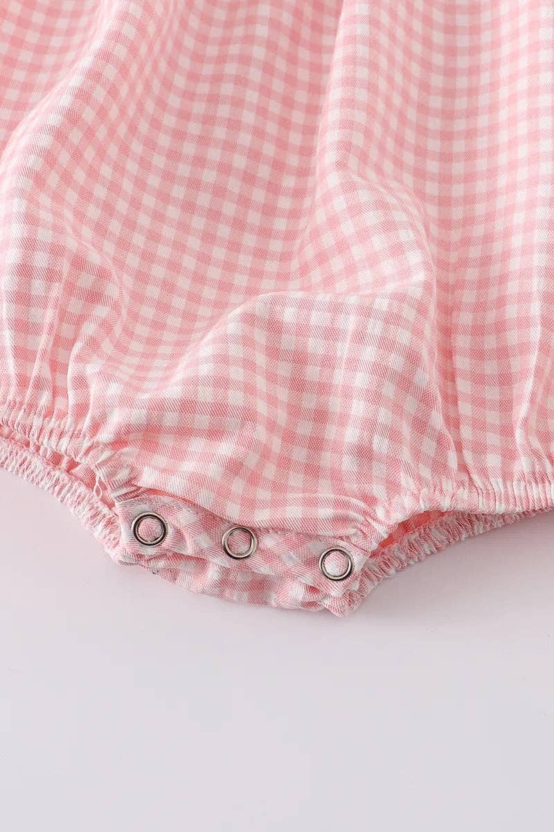 Baby Girls Strawberry Plaid Smocked Romper: 18M