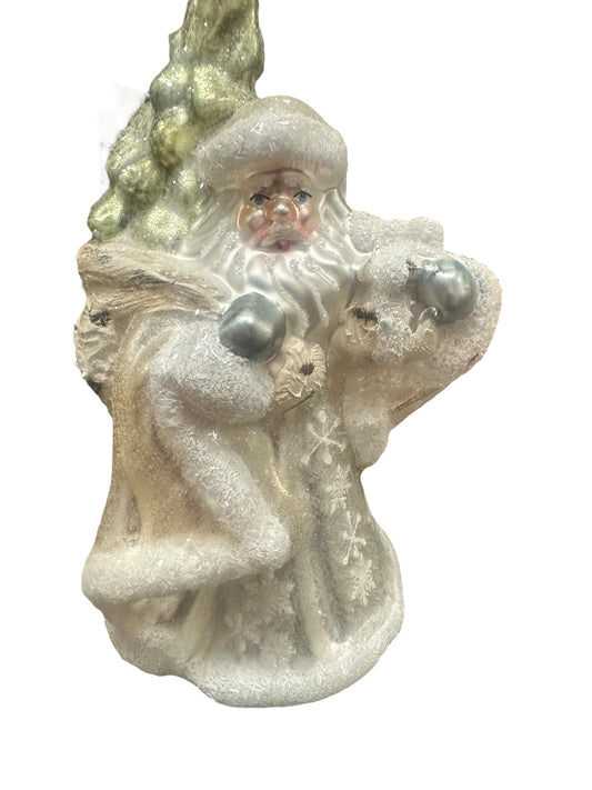 Glass Santa Ornament