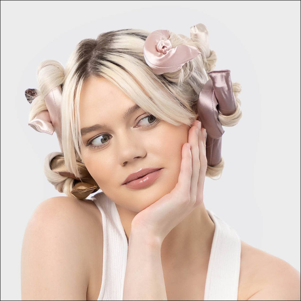 Satin Wrapped Flexi Rods - 6pc Set for heatless styling; available in multiple sizes.