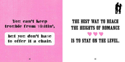 The Cowgirl’s Guide to Life book, two pages shown with quotes and illustrations. Available in standard paperback size.