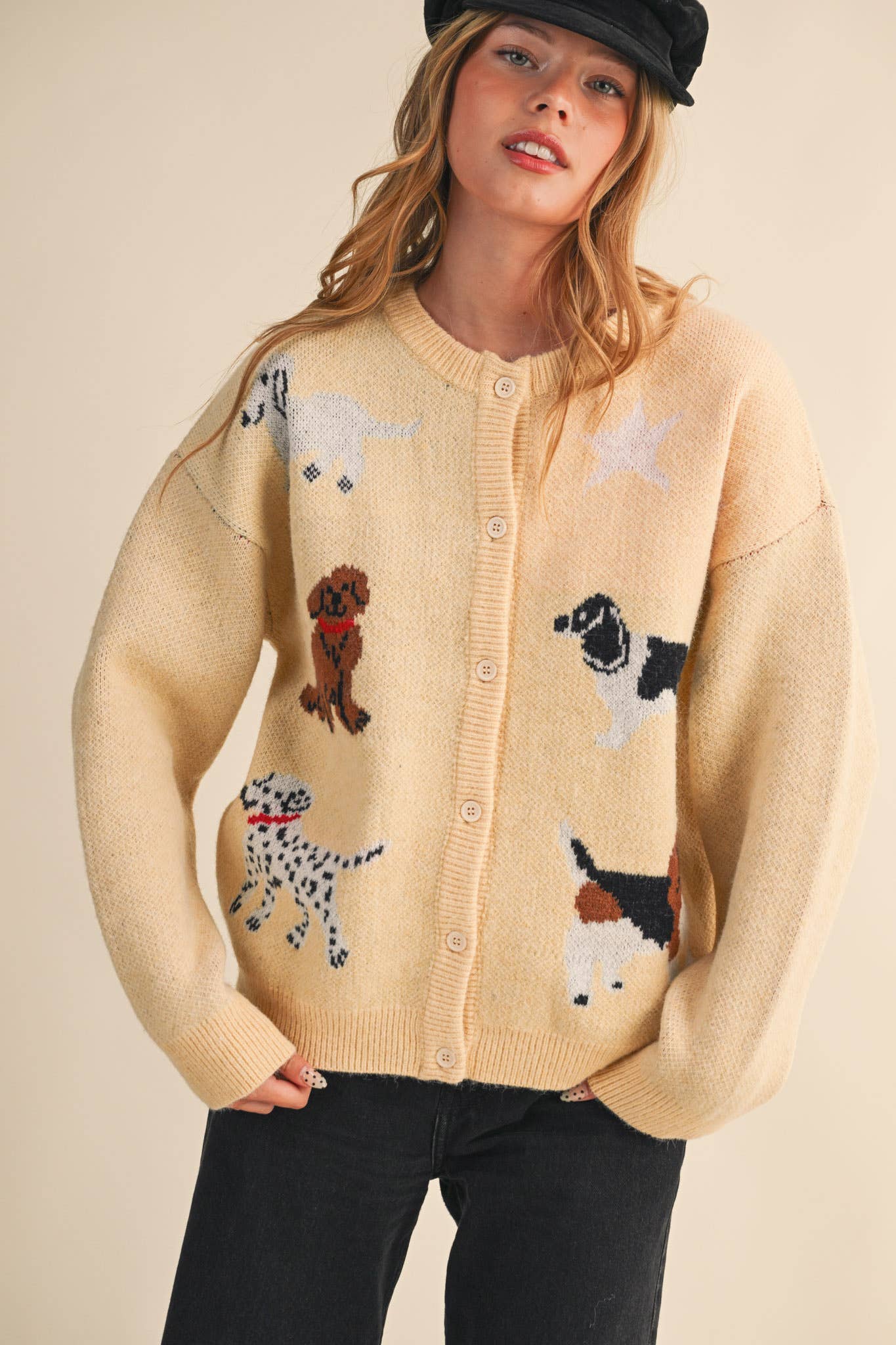 Knit Dog & Star Sweater Cardigan