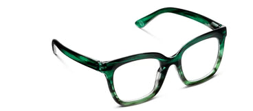 Peepers Cleo eyeglasses in green with a translucent oversized square frame, square rims, and UV400 protection. Available in multiple sizes.