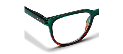 Peepers Progressives - Penn Green/Tortoise Horn blue light glasses with green polycarbonate temples and tortoiseshell lower rims, available in multiple sizes.