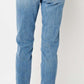 Judy Blue Mid Rise Slim Fit Cuffed Jeans, light blue. Available in sizes 24-32.