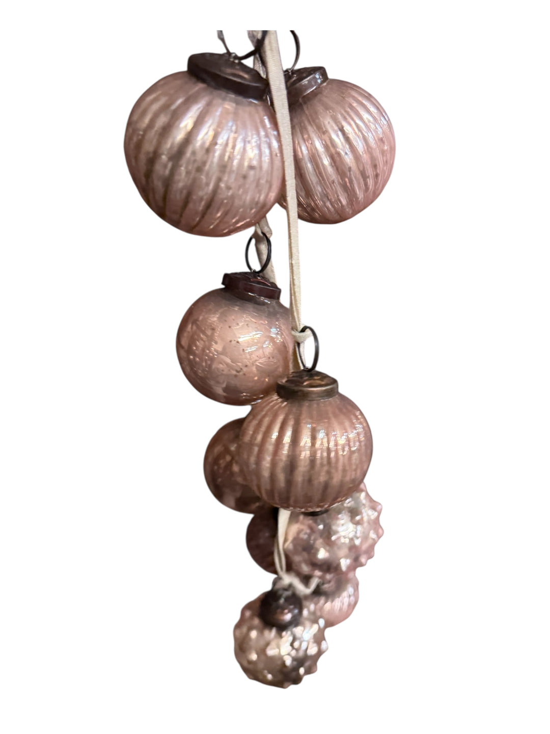72” Pink mercury glass ball ornament garland.