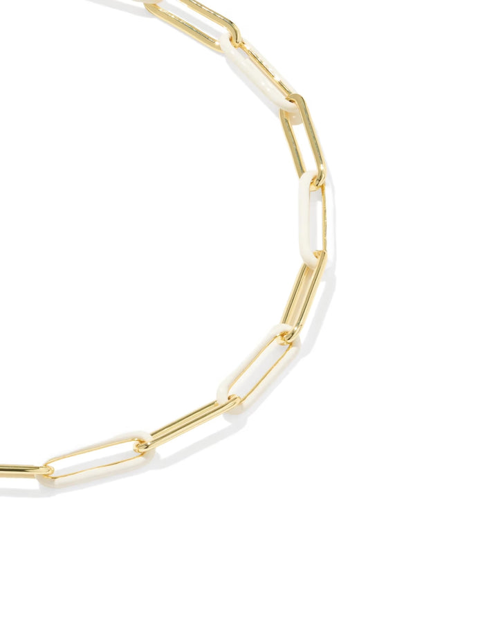 Courtney Enamel Bracelet by Kendra Scott with elongated rectangular gold links and toggle closure. Available in S/M and M/L sizes.