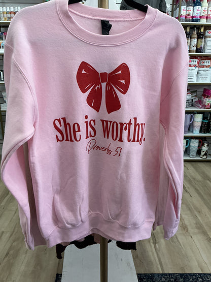 She Is Worthy Pullover