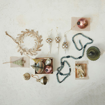 11” Round Metal Leaves & Berries Wreath, Distressed Pewter