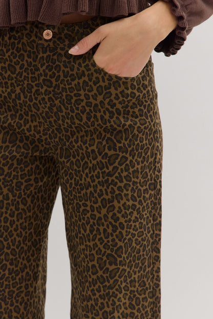 Animal Print Wide Leg Pants
