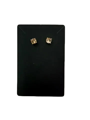 Gold front/back stud earrings with small square-cut crystals and gold balls. Available sizes: Small, Medium, Large.