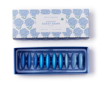 I set of 10 hydrangea, flavored soap disc in a gift box