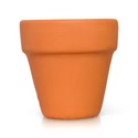 Plain orange terracotta pot with wide rim; available in multiple sizes.