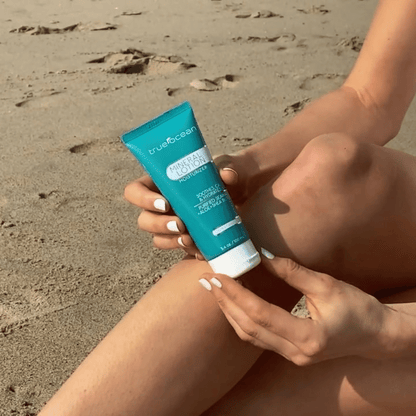 True Ocean Mineral Lotion shown in a turquoise and white 3.4oz tube. Other sizes available.