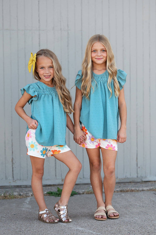 Girls Happy Flower Short Set