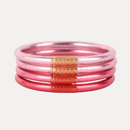 Carousel Pink All Weather Bangles® Set of 4 | Serenity Prayer | Medium