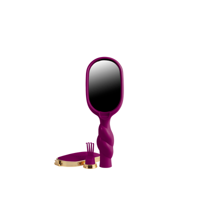 Purple Mini Boar Bristle Hair Brush in Mulberry with gold edging available in mini size.