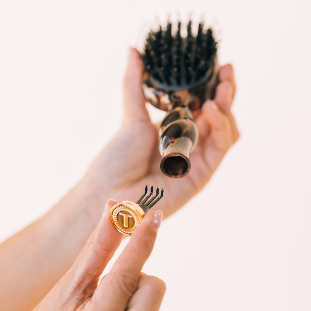 Mini Boar Brush | Tortoise being cleaned; available in multiple sizes.