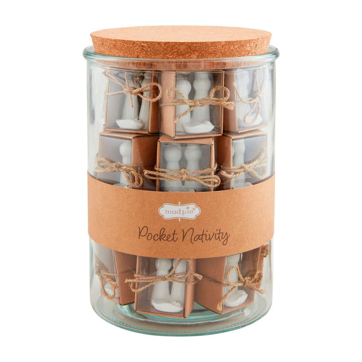 Ceramic Pocket Nativity figures in individual gift boxes.