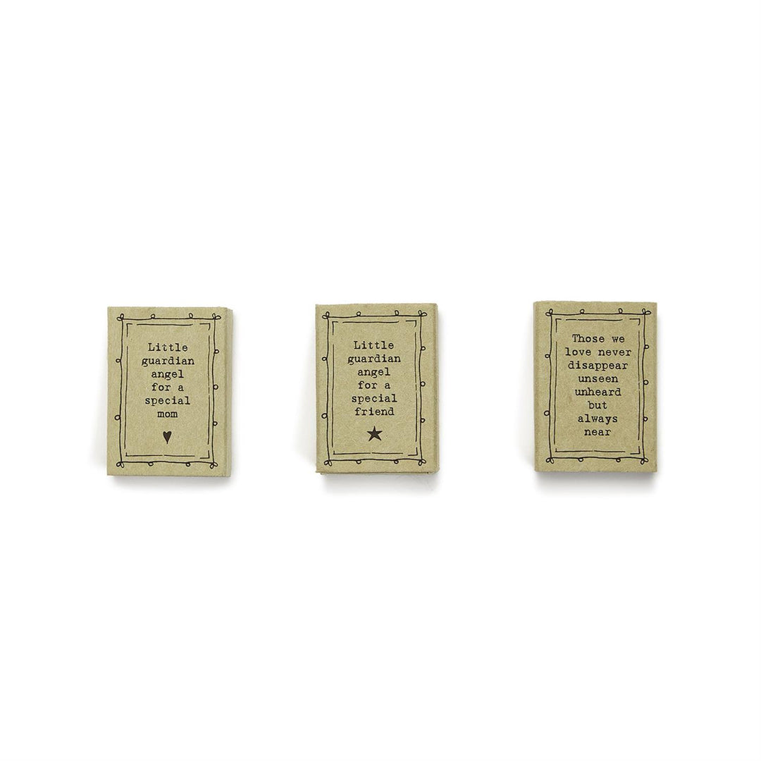 Matchbox Angel in Gift Box with three sayings; available in multiple sizes. Ideal sentimental gift.