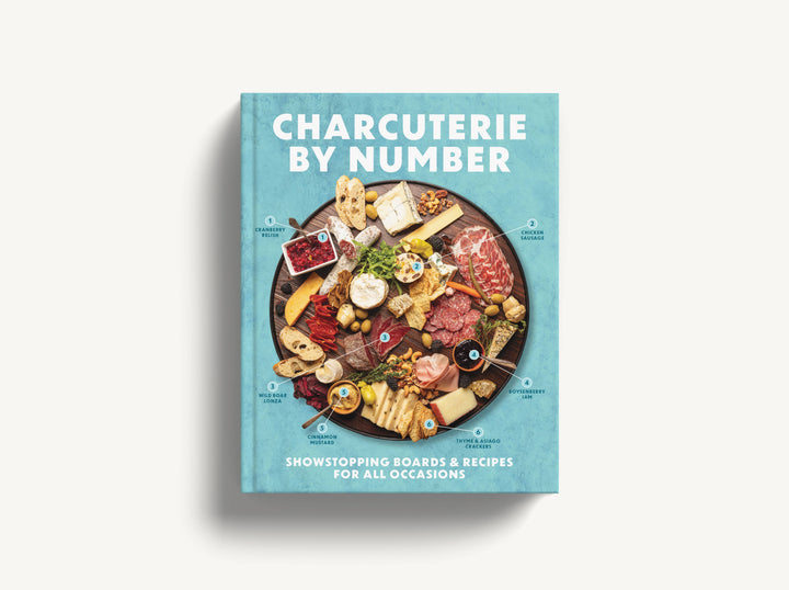 Charcuterie by Number: Showstopping Boards &amp; Recipes" cookbook; available in hardcover, 8.5 x 10 inches.
