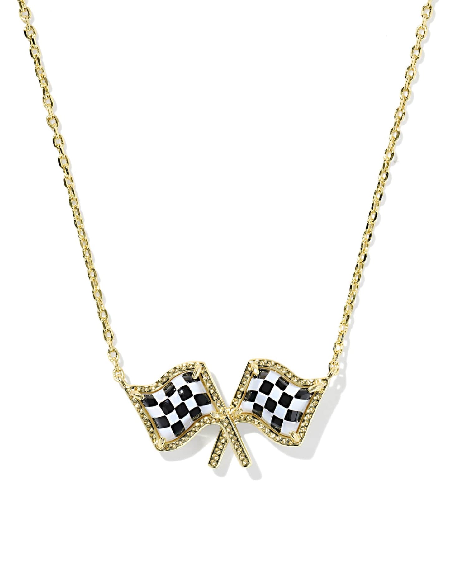 Checkered Flag Pendant Necklace