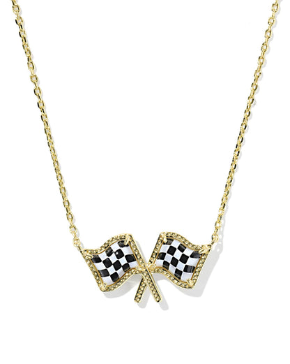 Checkered Flag Pendant Necklace