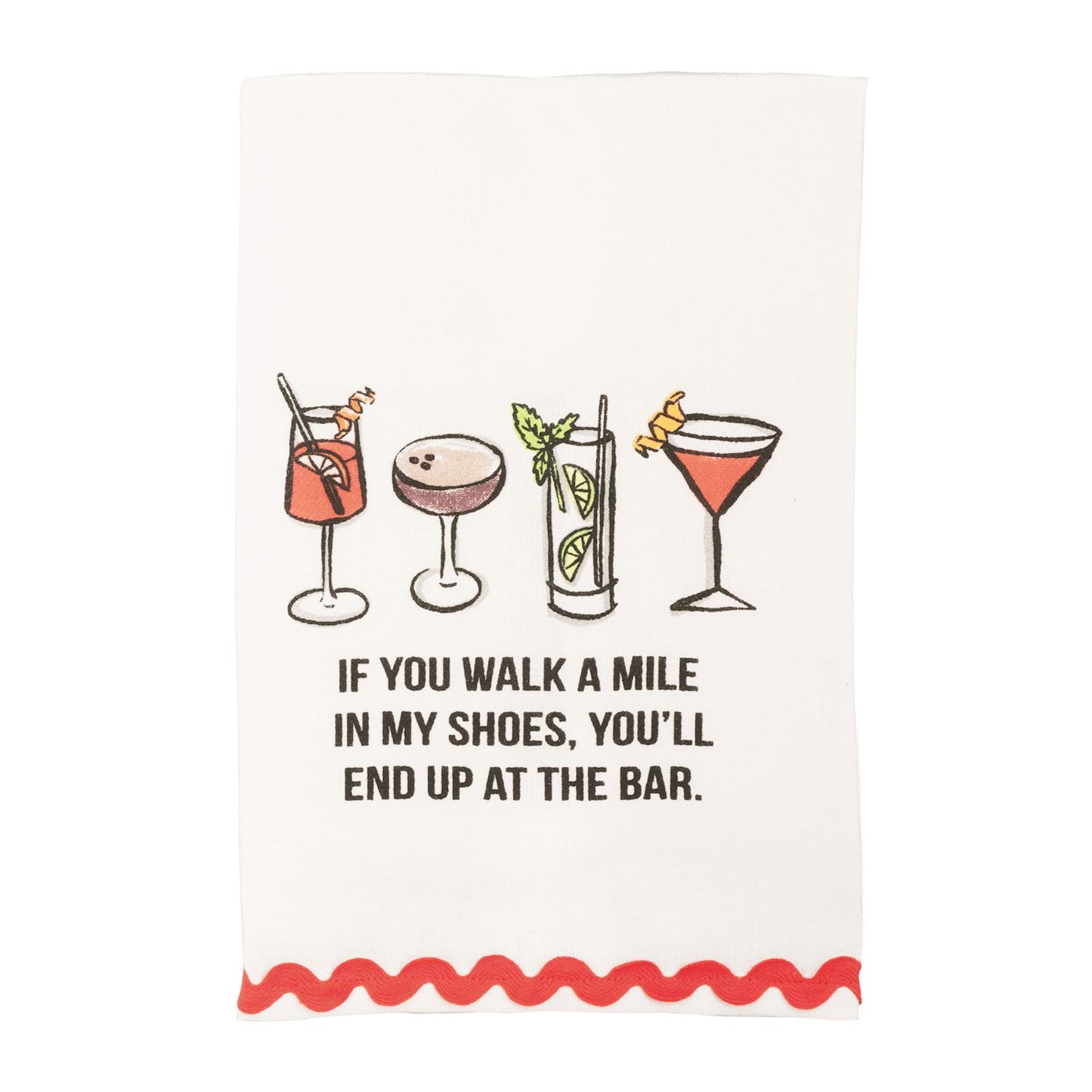 Bar Ric-Rac Trim Printed Towel