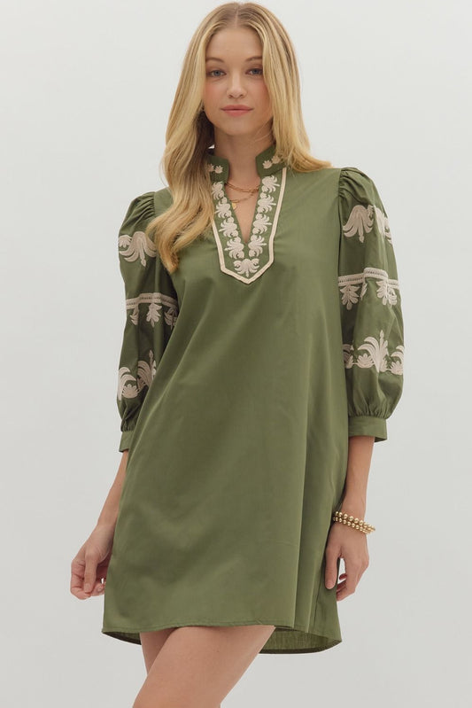 Ollie Embroidered Green Dress