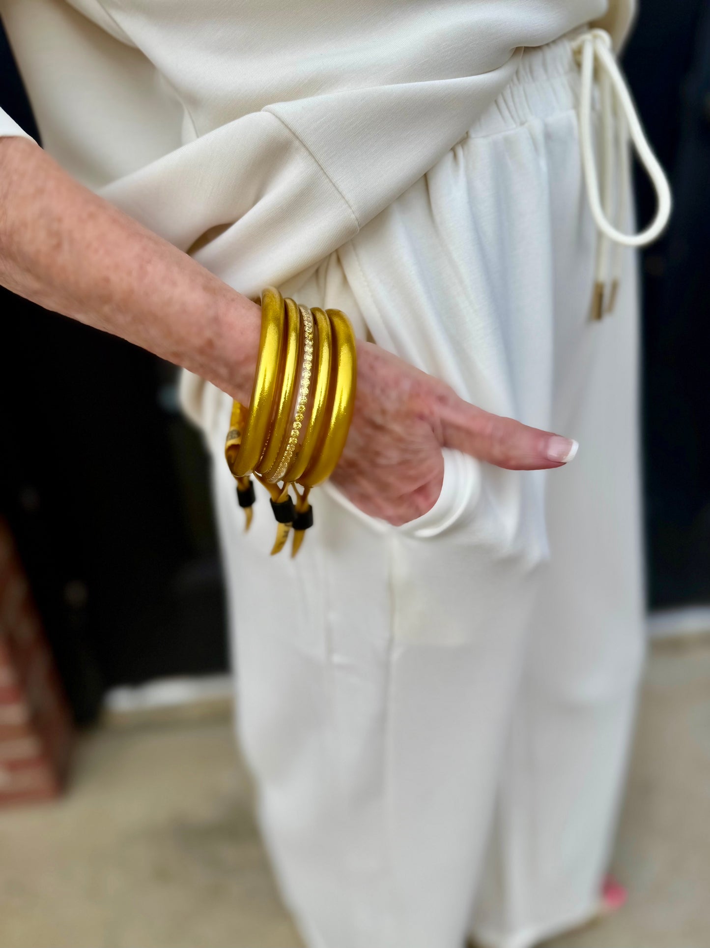 Hazel Ivory Pants in a loose, off-white fit. Available in sizes XS-XL.