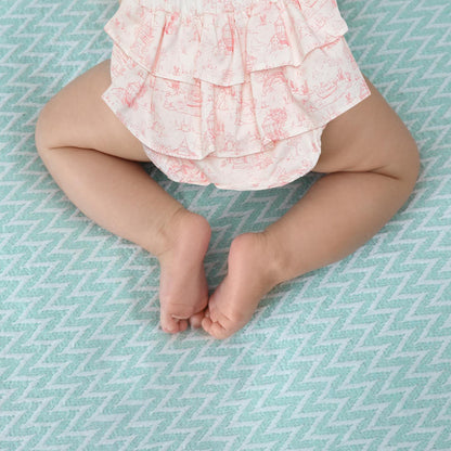 Animal Toile Ruffled Diaper Cover and Bow Headband Set