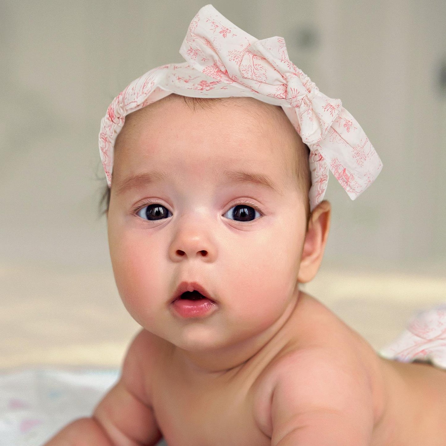 Animal Toile Ruffled Diaper Cover and Bow Headband Set