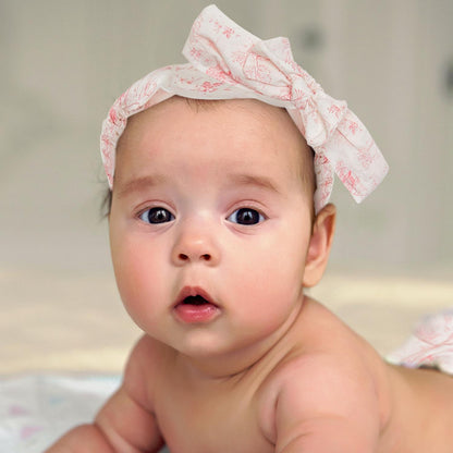 Animal Toile Ruffled Diaper Cover and Bow Headband Set