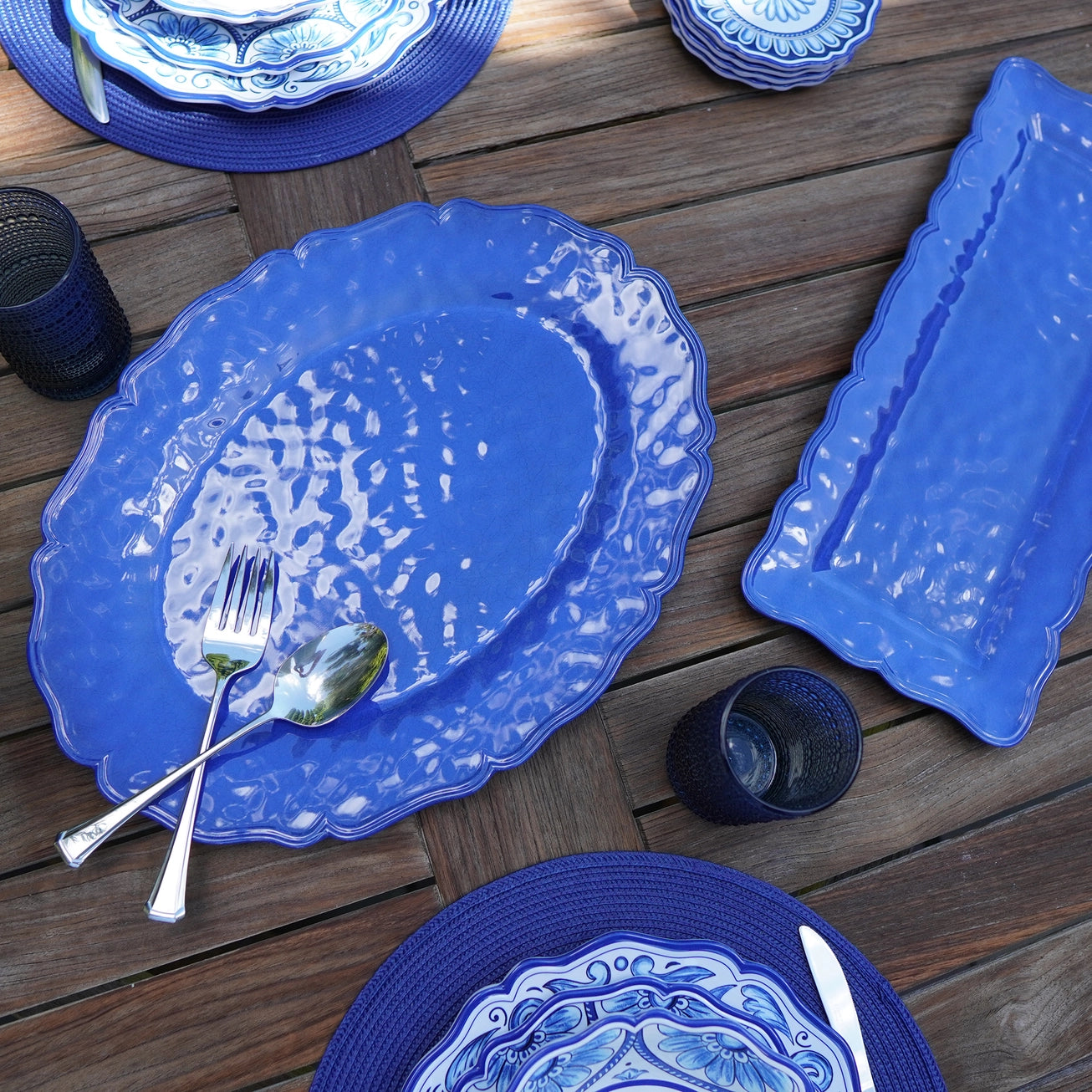 Isabella Blue Melamine Oval Platter