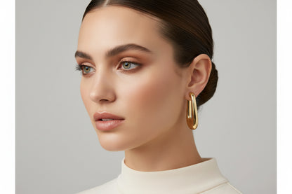 Gold Hoop Earrings, elegant design. Available in small, medium, and large sizes.