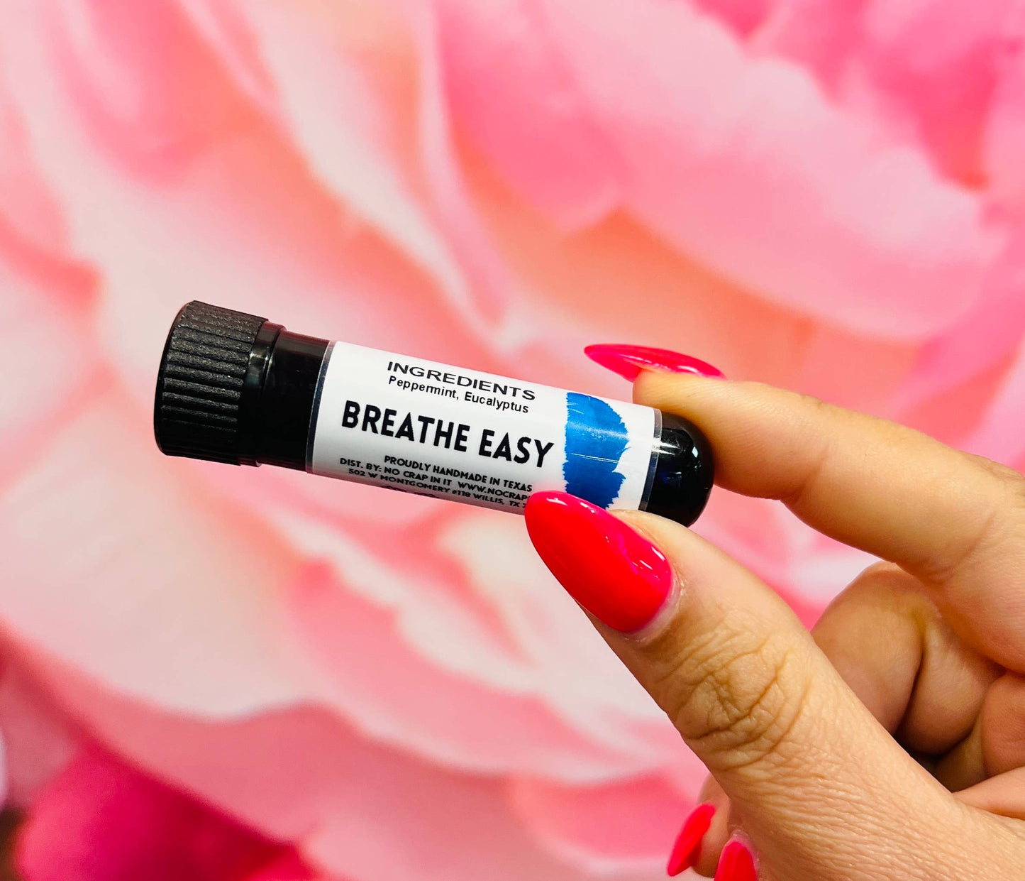 Aromatherapy inhaler labeled "Calm," for natural wellness. Available in small and standard sizes.