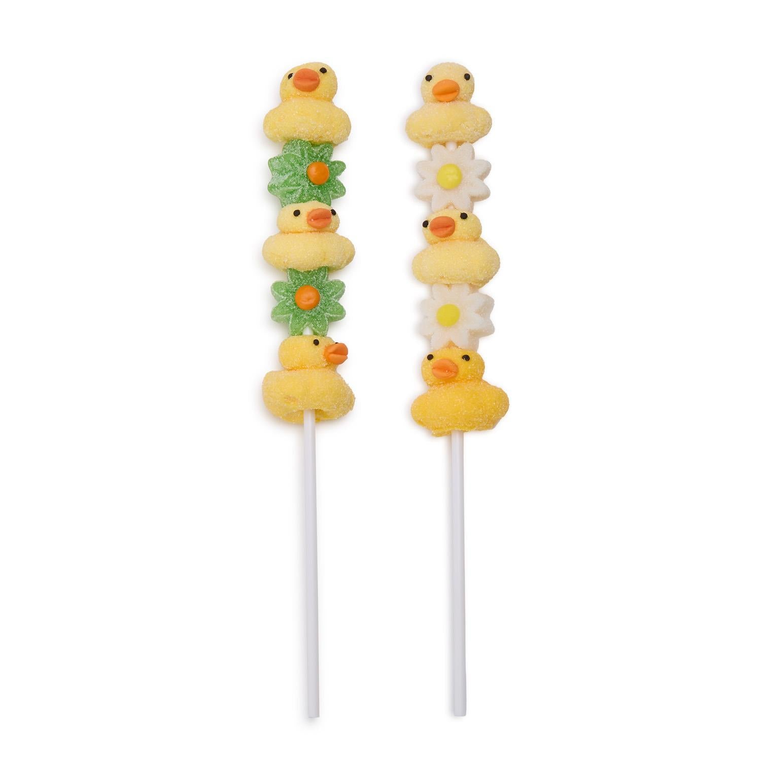Ducks & Daisies Marshmallow and Jelly Lollipop, duck and flower shapes. Available in small and large sizes.