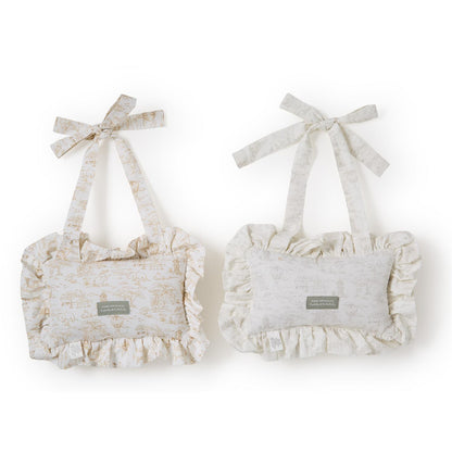 You Are Loved Beyond Measure" door pillow with safari toile print, bow-tied straps, green label; 2 colors, multiple sizes available.