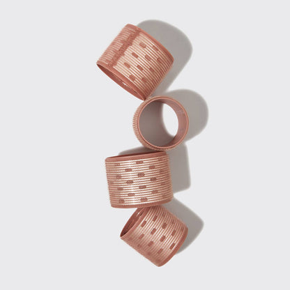 Four terracotta XL Ceramic Thermal Rollers (4pc Set) with textured surfaces for hair volume. Size: XL only.
