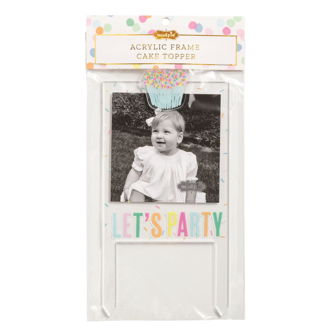 Acrylic Cake Topper Frame with cupcake design, "LET&