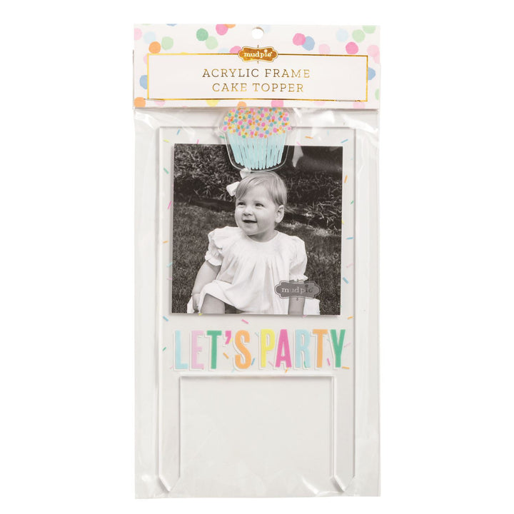 Acrylic Cake Topper Frame with cupcake design, "LET&