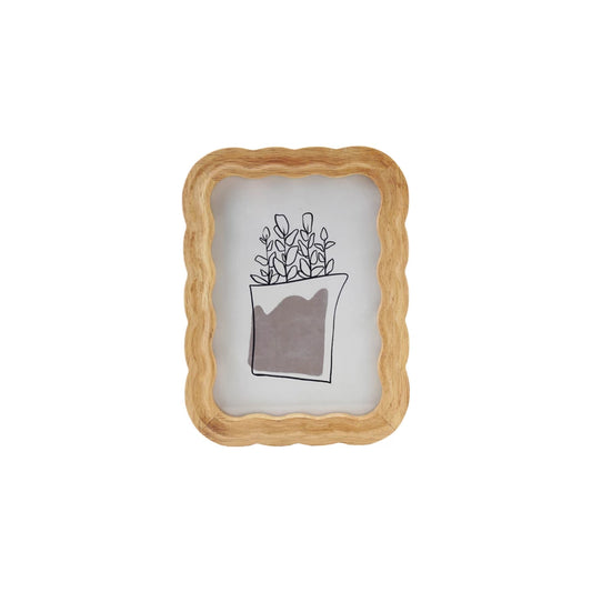 Rubberwood Scalloped Photo Frame (5x7) with wavy light wood border; available in 5x7 size.