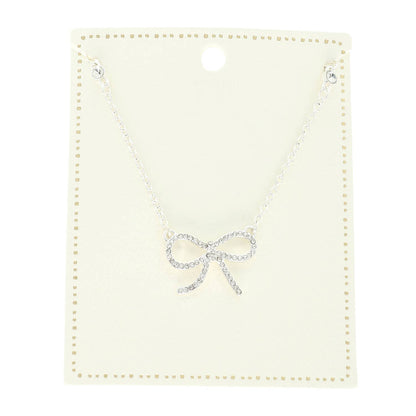 Fashion Cut-Out Bow Pendant Necklace : Gold