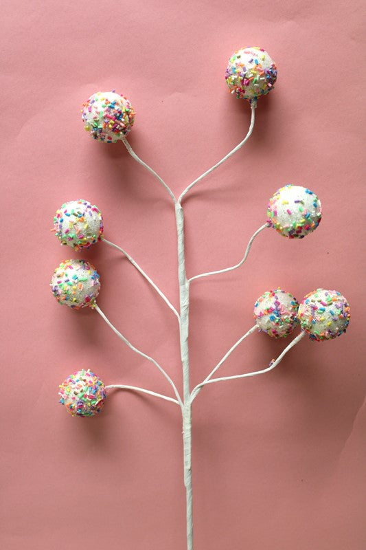 White Cake Pop Spray With Multicolor Sprinkles