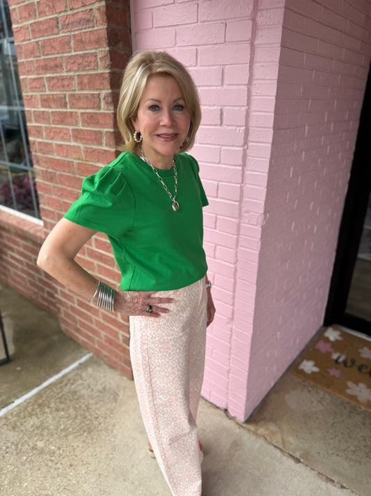 Pink Leopard HW Barrel Crop Jeans with bold animal print. Available in sizes 24–32.