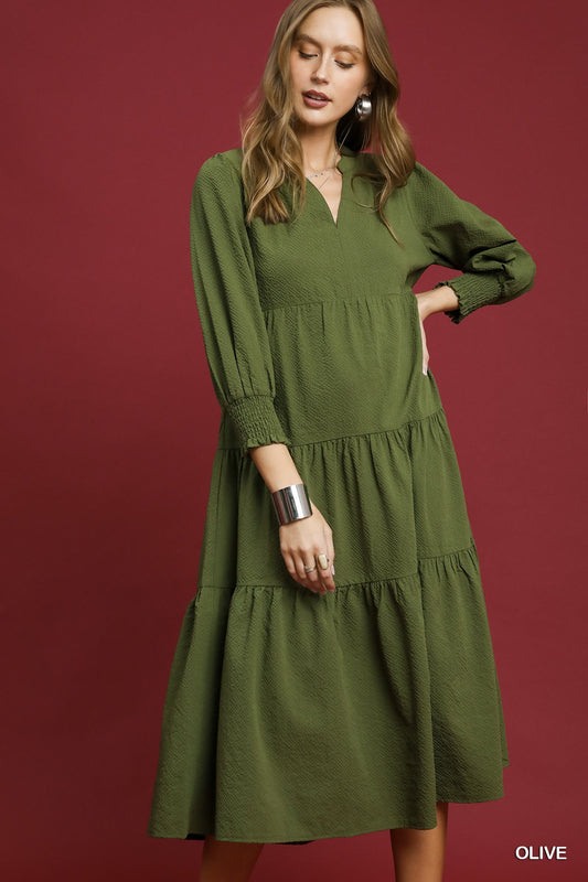 Melody Textured Tiered Midi Dress