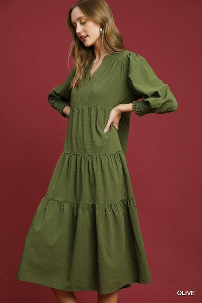 Melody Textured Tiered Midi Dress