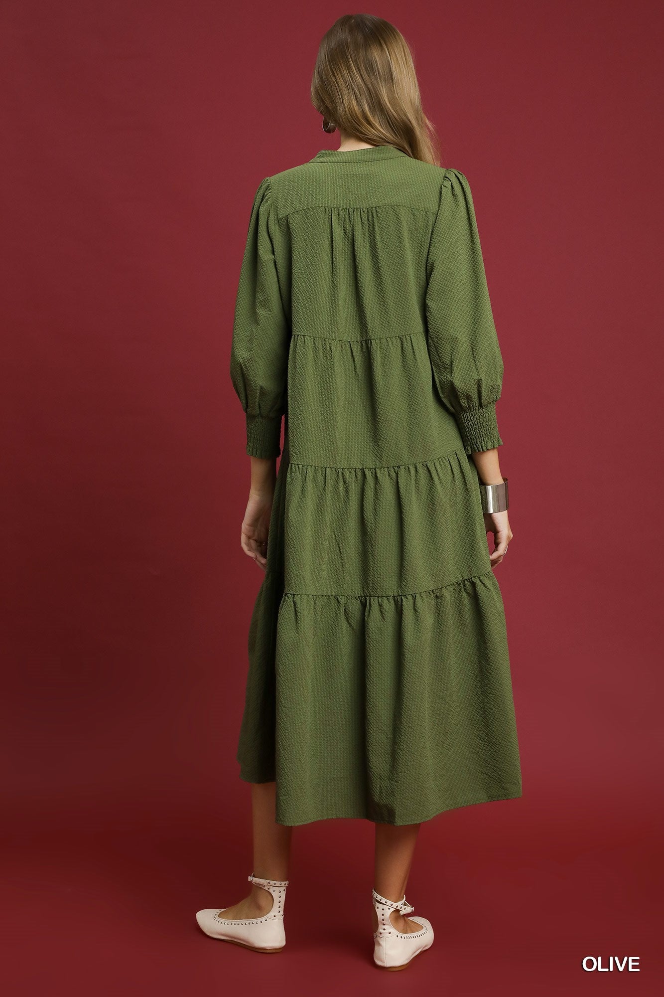 Melody Textured Tiered Midi Dress