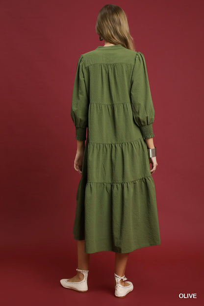 Melody Textured Tiered Midi Dress