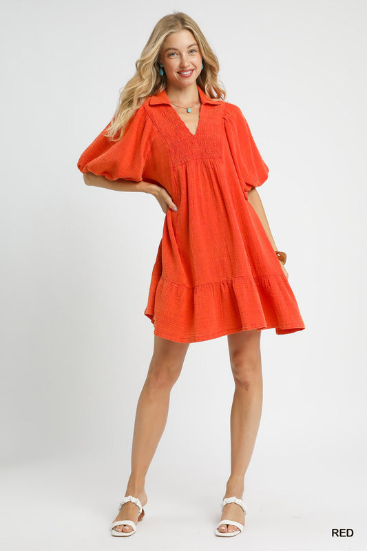 Ember Mineral Wash Babydoll Dress