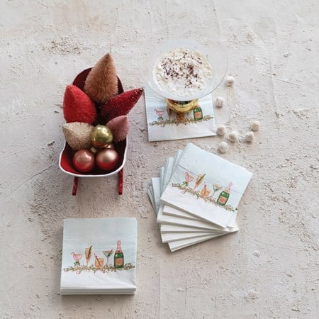 Cocktail Napkins W/ Holiday Cocktails